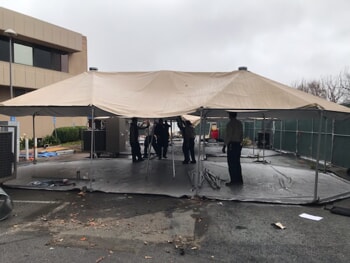 tent being broken down